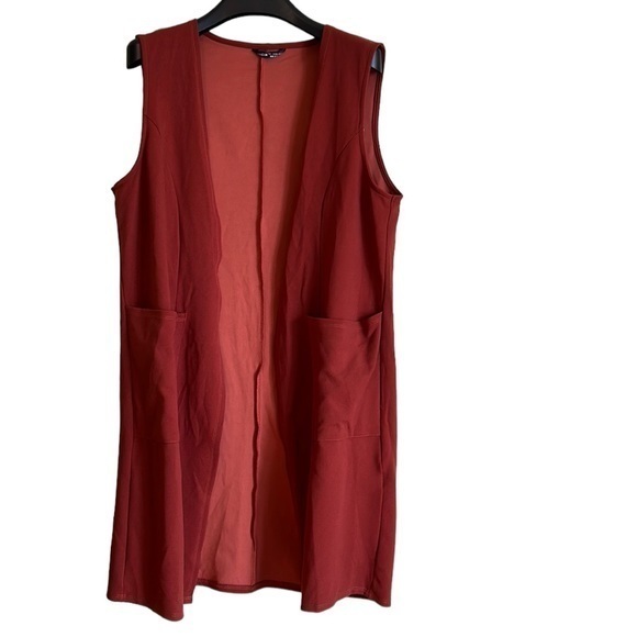 Shein women’s vest long rust coloured vest with front pockets large - Picture 9 of 14